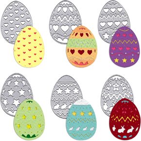 Hying 6 PCS Easter Eggs Frame Cutting Dies for Card Making, Floral Eggs Die Cuts Hollow Bunny Dies Stencils Embossing Template for Craft Scrapbooking DIY Photo Album Decorations