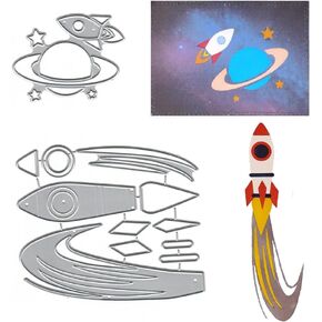 Metal Space Rocket Universe Planet Die Cuts Cutting Dies Embossing Stencils Template Mould for Card Making Decoration and DIY Scrapbooking Album