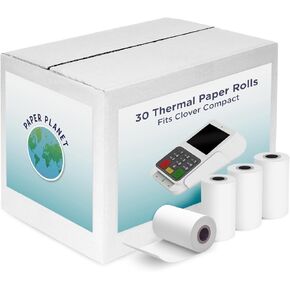 Thermal Paper for Clover Compact Receipt Printer by Paper Planet | Credit Card Machine Receipt Paper for Clover Compact Payment Terminal | 30 Rolls