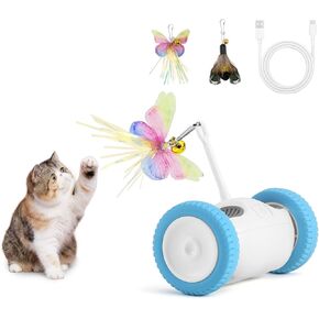 Interactive Cat Toy, Kitten Toy for Indoor Cats, Automatic Cat Toy with LED Lights, Cat Mouse Toy, USB-C Rechargeable (NOT for Carpet)