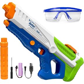 Temi Electric Water Gun Squirt With For Kids - Automatic Squirt Gun مع تصل إلى 32 قدمًا على المدى الطويل ، وألعاب الشاطئ في الهواء الطلق الصيفية Super Soaker ، هدية للأطفال 3 4 5 6 7 8 9 10 11 12 سنة in Kuwait