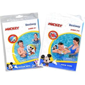 Bestway Disney Mickey 22 Inces Tube و Beach Ball Bundle ، Blue