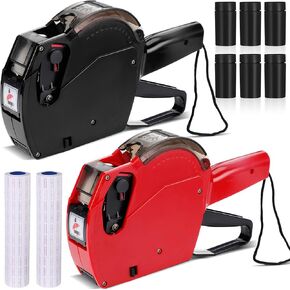 2 Pcs 8 Digits Price Tag Gun with 8000 Blank White Sticker Labels and 6 Ink Refill, Pricing Gun Kit for Retail Shop, Office, Supermarket, Grocery Store, Organization Marking