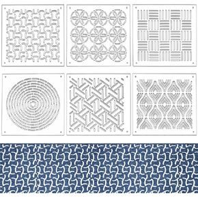 BENECREAT 6Pcs Acrylic Sashiko Stencil, Square Texture, Circle, Line Pattern Embroidery Tool Drawing Line Template for Hand Quilting and Embroidery, 3mm Thick