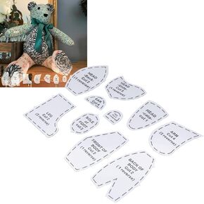 DIY Bear Sewing Pattern Set with Acrylic Templates, Easy Cutting for Quilting Tools, Reusable Bear Templates for Doll Making (M 12inch)