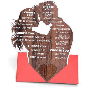 A Romantic Love Card for Her, Him, Wife, Husband, Men, Women & Couples – I Love You/I Choose You : Anniversary Desk Decor & Gifts for Boyfriend/Girlfriend