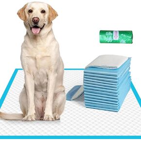Super Absorbent Pads & Poop Bags Included. 24x36 in, XL Extra Large Puppy Pee Training Pad,Absorbent Chucks Waterproof, Incontinence, Kennels, Potty Training with Quick-Dry Surface.[20 Pads]