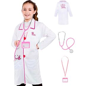 ANPHILE Veterinarian Costume for Kids, Kids Veterinarian Costume Play Set, Career Day Dress Up Costume for Girls