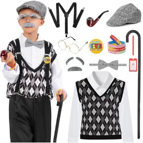 100 Days of School Costume for Boys, Old Man Costume for Kids