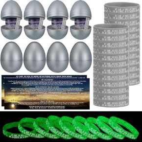 20 Sets Easter Eggs Religious Luminous Silicone Wristbands Bulk Bible Rubber Bracelets Inspirational Christian Bracelet with Scripture Card for Church Sunday School Easter Stuffers Fillers