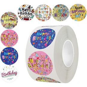 500 Pcs Happy Birthday Sticker, Happy Birthday Roll Sticker Label for Kids, Reward Stickers for Toddlers Party Favors, Teacher Awards, Goodie Bags