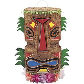 Tiki Multicolor Paper Pinata - 18" x 9" (1 Pc) - Fun and Festive Luau Tropical Celebration Activity