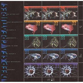 Deep Sea Creatures Full Sheet of 15 37 Cent Stamps Scott 3443a