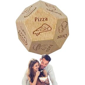 2025 New Dice for Her Him Couples Girlfriend Gift Ideas,Engraved Wooden Food Takeout Dice Date Night Gifts for Couples Gifts for Birthday Valentines Day Gifts (Food Set)