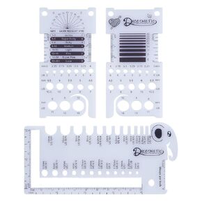 DICOSMETIC 3Pcs Acrylic Knitting Needle Gauge Rectangle Yarn Gauge Tools White Multifunctional Crochet Needle Rulers cm inch Sewing Measuring Tools, US 0 to US 15