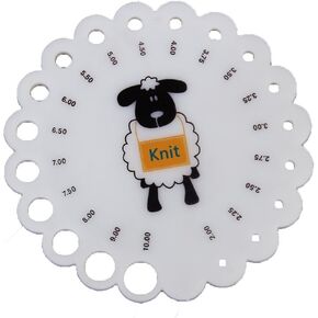 White Knitting Needle Gauge Ruler, Cute Sheep, Knitting and Crochet, Needle Gauge and Ruler
