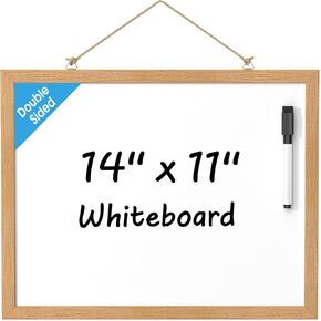 MaxGear Mini White Board 11"x14" Double Sided White Boards Magnetic Dry Erase Board Whiteboard for Wall, Vintage Wooden Framed Hanging Whiteboard for Students Teachers School