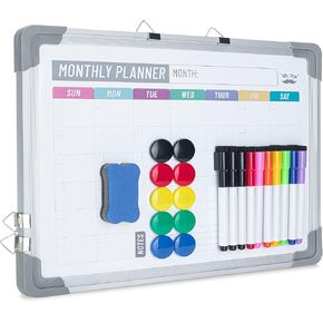 Mr. Pen- Monthly Calendar Whiteboard for Wall, 12"x16", Double-Sided with Dry Erase Markers, Magnetic Small Monthly Dry Erase Calendar for Wall, White Board Calendar Dry Erase for Wall