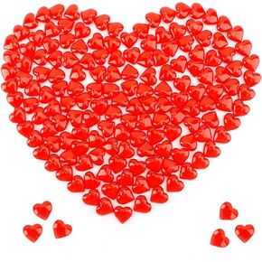 Red Acrylic Heart 100Pcs 0.9Inch Hearts Shaped Gems Reusable Valentine Love Heart Crystal Gems Red Heart Decorations for Vase Filler DIY Crafts Table Home Wedding Birthday Valentine Decorations