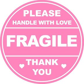 2 inch 150PCS Pink Fragile Handle with Love Labels Stickers Shipping Mailing Cartons Envelops Adhesive Labels-Poskornwel