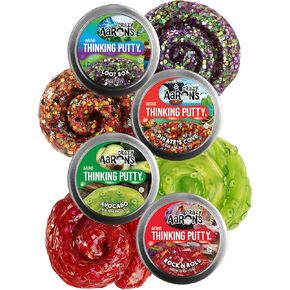 Crazy Aaron's Putty Mini Tins Loot Box, Rock N' Roll, Pirate's Cove & Avocado Gift Set Bundle - 4 Pack (13.3g Each)