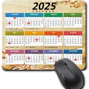 2025 لوحة الماوس التقويم ، وسادة الماوس كمبيوتر مع قاعدة مطاطية غير انزلاق ، وسادات الماوس لأجهزة الكمبيوتر الماوس المحمول 9.6x7.9 بوصة (شاطئ ذهبي)