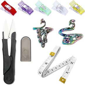 Sewing Set with Sewing Scissors Crochet ring Sewing Tape Measure Sewing Clips for Adults Beginner Stitch DIY Supplies