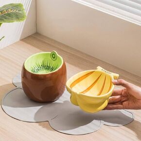 Cat Bowls Cat Food Bowl Elevated Cat Bowls Anti Vomiting & Protect Pet's Spine, Cute Fruit Cat Water Bowl Cat Dish for Food Water Heavy Cat Bowls for Indoor Cats Flat Faced Cats and Kitten(Banana)