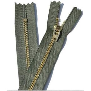 #4.5 Brass Pants Olive Green Medium Weight YKK Zippers - Color Olive Green #567 - Choose Your Length - Made in The United States (1 Zipper Per Pack) (6" Inches)