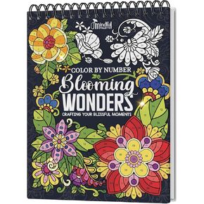 Mindful Palette Adult Coloring Book - 30 Unique Floral Nature Designs, Spiral Bound, Thick 300gsm Paper, 9 x 12.4 inches