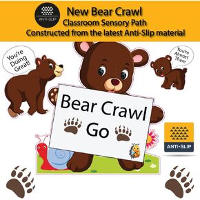 Anti-Slip Safety First - Bear Crawl School & Classroom Sensory Path Kit – with 16 Custom Vinyl Decals