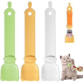 3 PCS Cute Cat Spoons, Liquid Cat Treat Squeeze Spoon Dispenser, Silicone Lickable Cat Food Opener, 2 in 1 Cat Food Spatula, Cat Strip Feeder Sliding Dispenser for Cat Wet Food Feeding (3 Color)