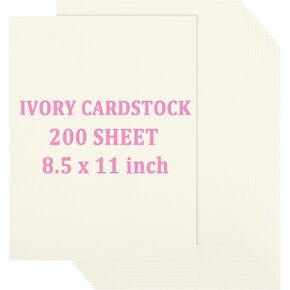 Acrux7 200 Sheets Ivory Cardstock 8.5 x 11 Inch Cream White Card Stock Paper 110lb/300gsm Resume Paper Ivory Cardstock Printer Paper for Invitations, Resume, Certificates, DIY Crafts, Card Making
