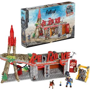 MEGA Fallout Action Figures Building Toys, Red Rocket Truck Stop with 824 Pieces, 2 Poseable Characters and Accessories, for Collectors
