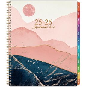 Appointment Book 2025-2026 - Appointment Planner from Jul. 2025 - Jun. 2026, 2025-2026 Weekly Appointment Book with 30-Minute Increments, 9" x 11", Twin-Wire Binding + Colorful Tabs + Pocket