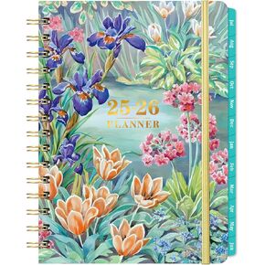 Planner 2025-2026 - JUL 2025 - JUN 2026, 2025-2026 Planner, Academic Planner 2025-2026 with Tabs, 6.3" x 8.4", 2025-2026 Academic Planner/Calendar with Hardcover + Back Pocket +Twin-Wire Binding, Flowers