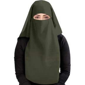 Ziya Muslim Women's multi colored Niqab 1/2/3 layer Formal Wear Georgette Burka Dress (Grey, 3 Layer)