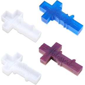 2pcs Cross Car Freshie Molds, Blessed and Faith Silicone Freshie Mold for Baking Aroma Bead Car Freshies Supplies Cross Shape Car Freshener Molds for Soap Resin Candle DIY Craft Molds Decor