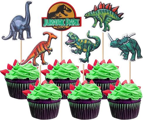 36 Pack Dinosaur Cupcake Toppers Glitter Roar Dinosaur Cupcake Picks Dino Theme Baby Shower Kids Birthday Party Cake Decorations Supplies in Kuwait