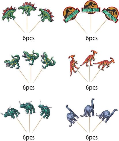 36 Pack Dinosaur Cupcake Toppers Glitter Roar Dinosaur Cupcake Picks Dino Theme Baby Shower Kids Birthday Party Cake Decorations Supplies in Kuwait