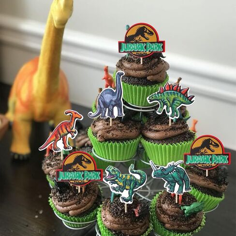 36 Pack Dinosaur Cupcake Toppers Glitter Roar Dinosaur Cupcake Picks Dino Theme Baby Shower Kids Birthday Party Cake Decorations Supplies in Kuwait