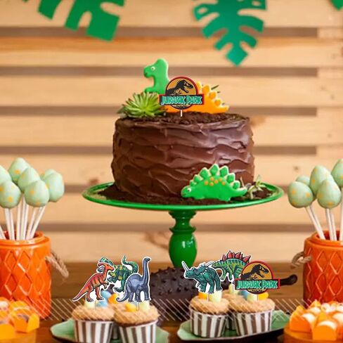 36 Pack Dinosaur Cupcake Toppers Glitter Roar Dinosaur Cupcake Picks Dino Theme Baby Shower Kids Birthday Party Cake Decorations Supplies in Kuwait