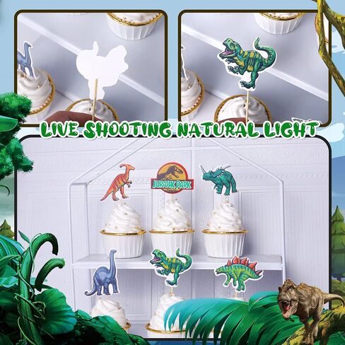 36 Pack Dinosaur Cupcake Toppers Glitter Roar Dinosaur Cupcake Picks Dino Theme Baby Shower Kids Birthday Party Cake Decorations Supplies in Kuwait