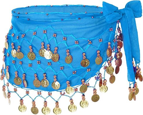 Women Belly Dance Hip Scarf with Sequins Coins, Belly Dancing Skirts Wrap for Bellydance Zumba Halloween Performance Costume Black in Saudi Arabia