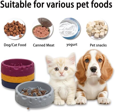Star&Mi Silicone Slow Feeder Dog Bowls Small Breed Puzzle Bowl for Dogs & Cat with Suction Cups, Non-Slip Design (3.8Cup) in Saudi Arabia