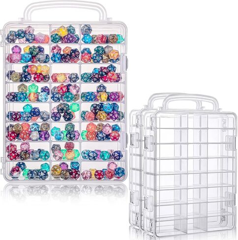 Aoriher Dice Storage Case متوافق مع DND DICE ، كل فواصل قابلة للإزالة تصل إلى 830 DISE ، حامل النرد الشفاف مع منظم عرض DICE DICE لألعاب طاولة لعب الأدوار (حزمة واحدة) in Kuwait