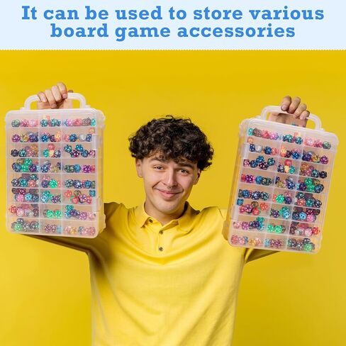 Aoriher Dice Storage Case متوافق مع DND DICE ، كل فواصل قابلة للإزالة تصل إلى 830 DISE ، حامل النرد الشفاف مع منظم عرض DICE DICE لألعاب طاولة لعب الأدوار (حزمة واحدة) in Kuwait
