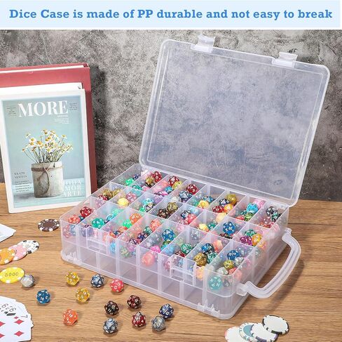 Aoriher Dice Storage Case متوافق مع DND DICE ، كل فواصل قابلة للإزالة تصل إلى 830 DISE ، حامل النرد الشفاف مع منظم عرض DICE DICE لألعاب طاولة لعب الأدوار (حزمة واحدة) in Kuwait