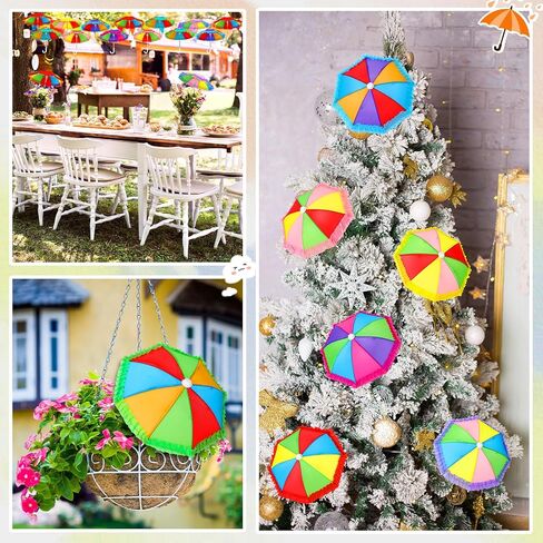 Jenaai 48 Pcs 10.8 Inch Multicolor Mini Umbrellas for Decorations Small Colorful Rainy Umbrella Decorations Miniature for Boys Girl Dolls Home Accessories (Rainbow Style) in Kuwait