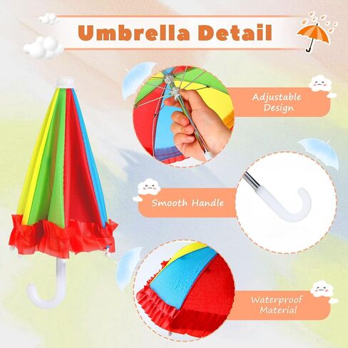 Jenaai 48 Pcs 10.8 Inch Multicolor Mini Umbrellas for Decorations Small Colorful Rainy Umbrella Decorations Miniature for Boys Girl Dolls Home Accessories (Rainbow Style) in Kuwait